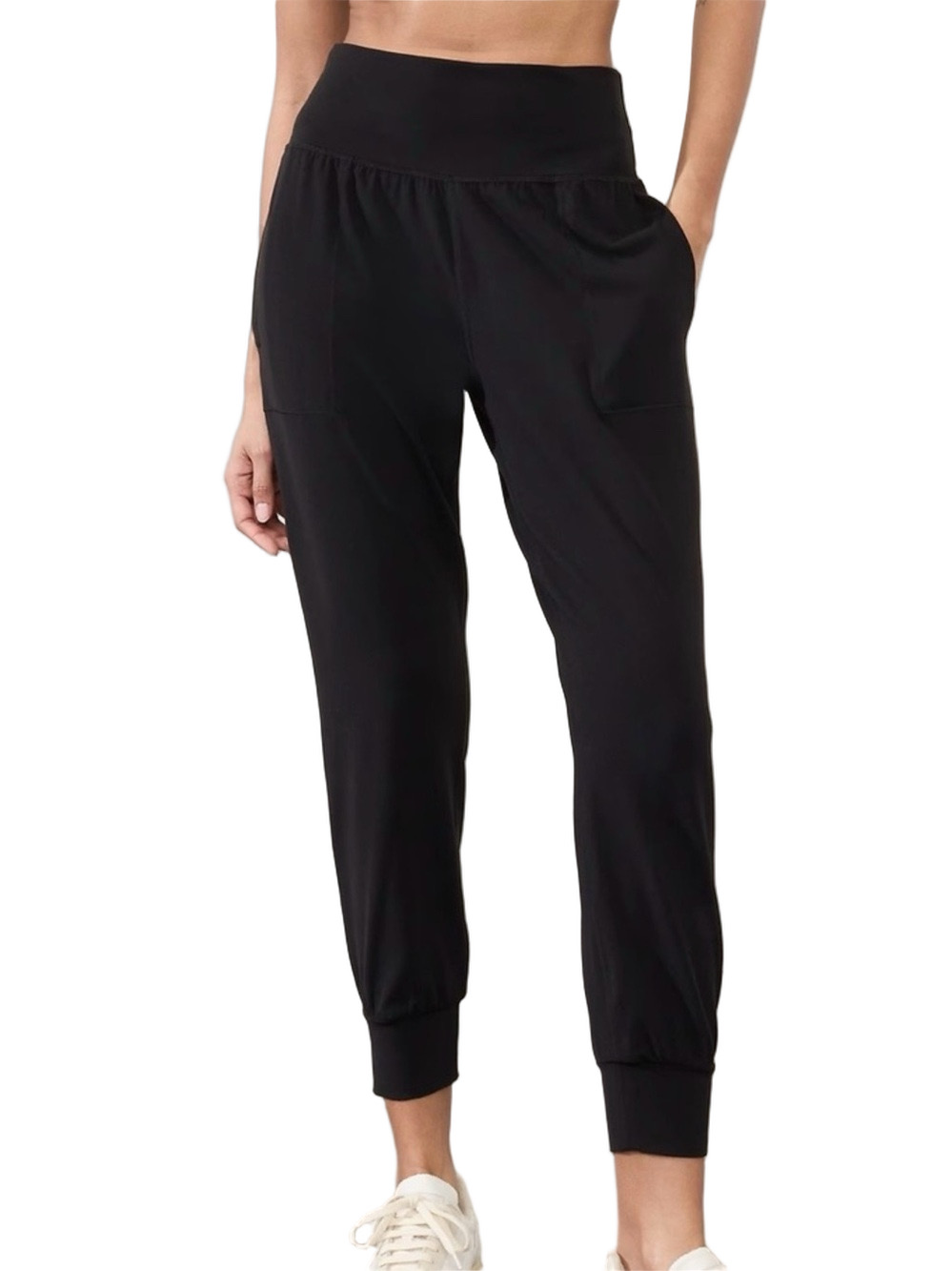 ATHLETA Salutation Size MEDIUM High Rise Rib Black Jogger Pants
